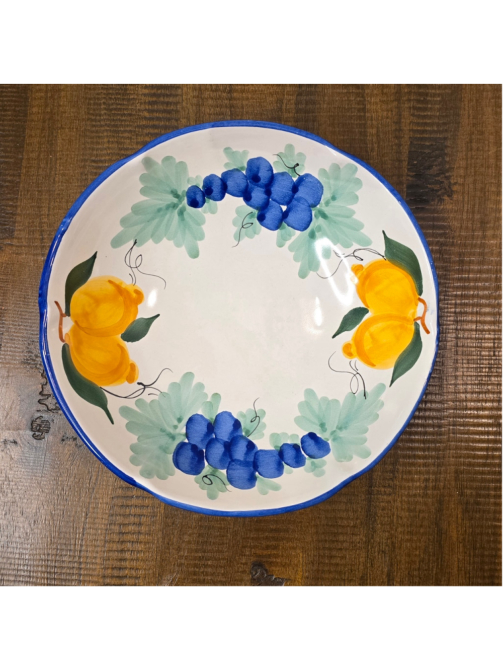 Vietri Frutta Amalfi Ceramic Bowl - Hand Painted in Italy - Grapes & Lemons